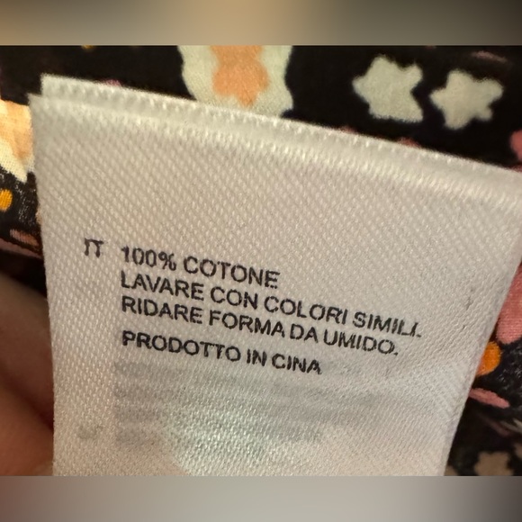 Oliver Bonas Floral Print Broderie Black Cotton Blouse- Size 12 - Picture 6 of 6